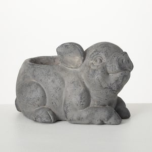 7.75 in. Charcoal Gray Piglet Planter