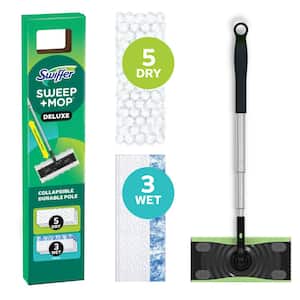 Sweep Plus Mop Deluxe 2 in 1 Multi-Surface Floor Cleaning Starter Kit (1-Sweeper, 5-Sweep Cloths, 3-Mop Cloths)