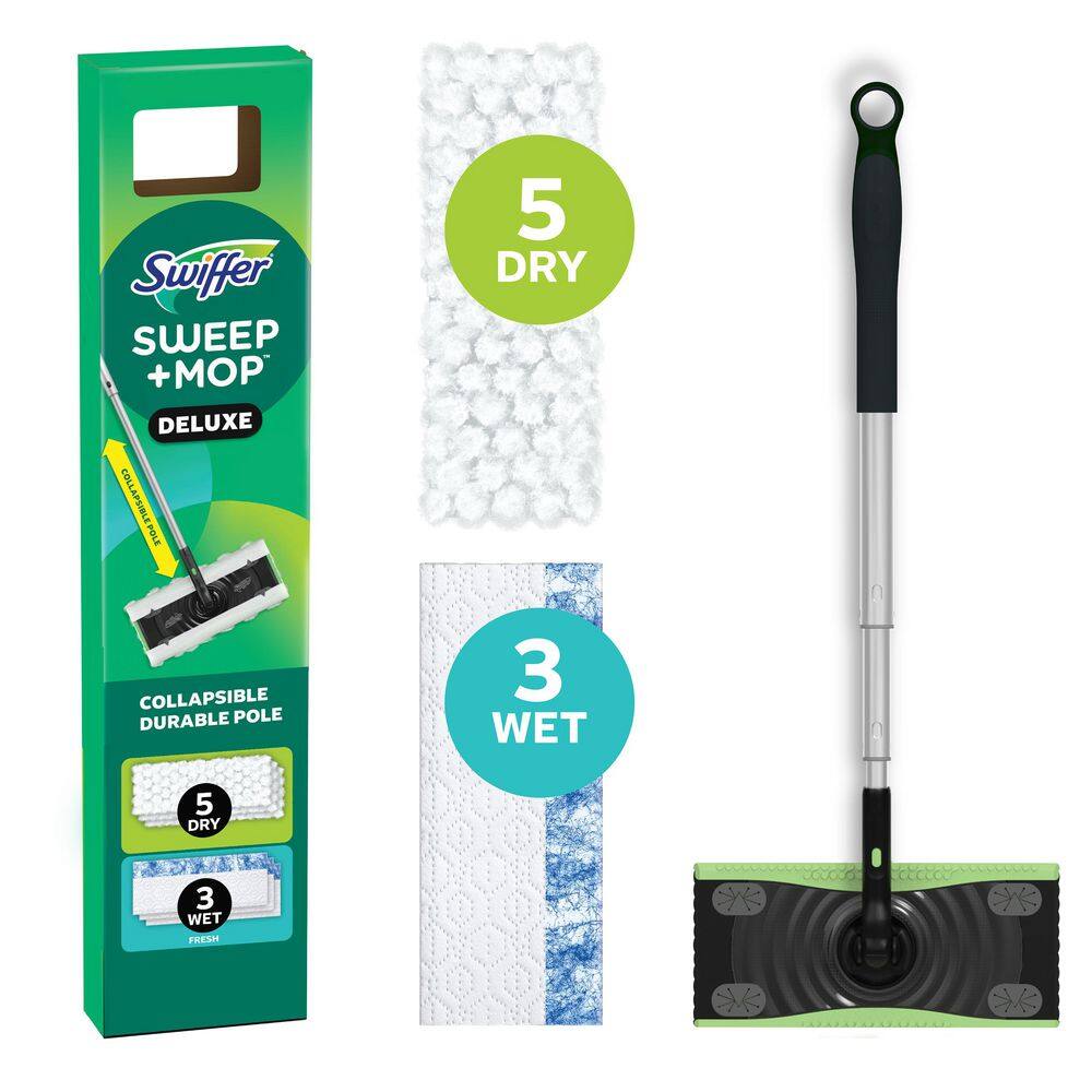 Sweep + Mop Deluxe 2 in 1 Multi-Surface Floor Cleaning Starter Kit (1-Sweeper, 5-Sweep Cloths, 3-Mop Cloths, Case of 6) price history on PriceWatchPro