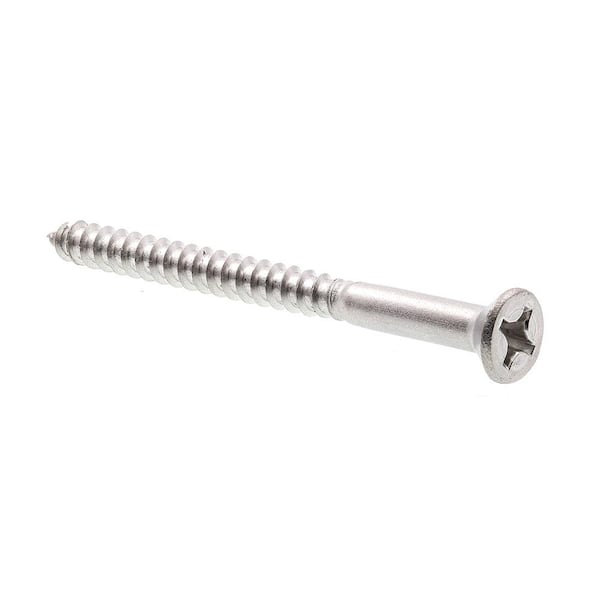 Prime-Line #10 x 2-1/2 in. Grade 18-8 Stainless Steel Phillips Drive Flat Head Wood Screws (15-Pack)