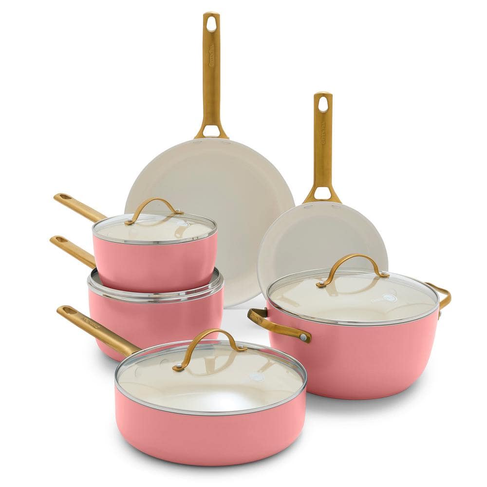 UPC 885837043785 product image for Reserve 10-Piece Ceramic Nonstick PFAS-Free Hard Anodized Cookware Set, in Coral | upcitemdb.com