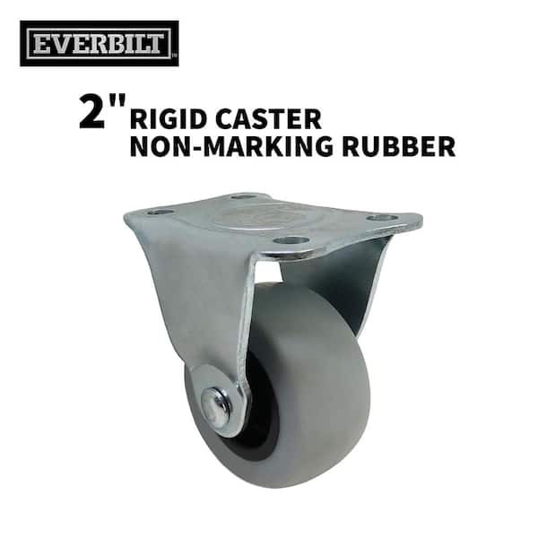 Everbilt 2 in. Gray Rubber Like TPR and Steel Rigid Plate Caster with 90 lbs. Load Rating