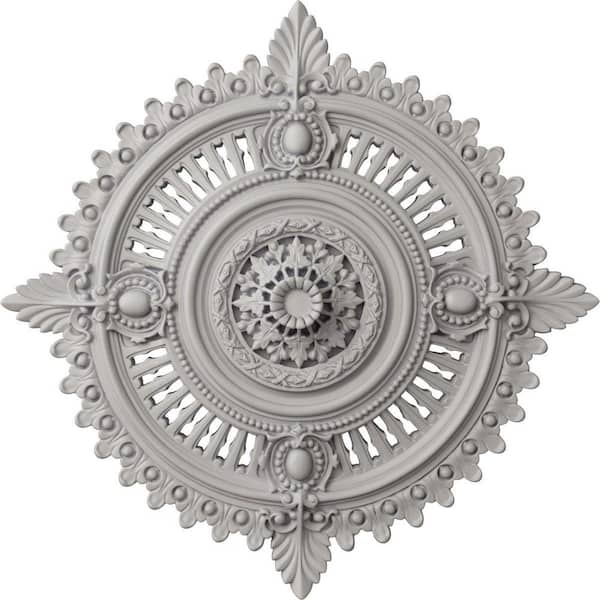 Ekena Millwork 4 in. x 29-1/8 in. x 29-1/8 in. Polyurethane Haylynn Ceiling Medallion, Ultra Pure White