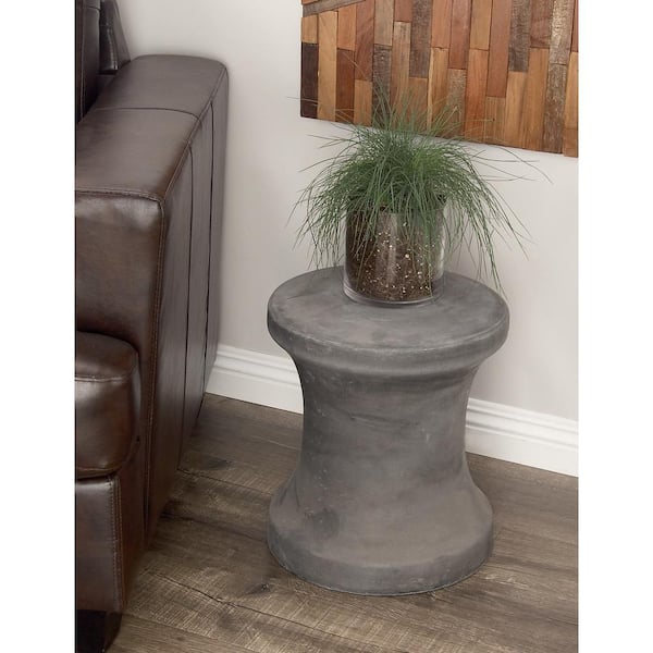 16 in. Black Round Fiberclay Ceramic Outdoor Accent Table