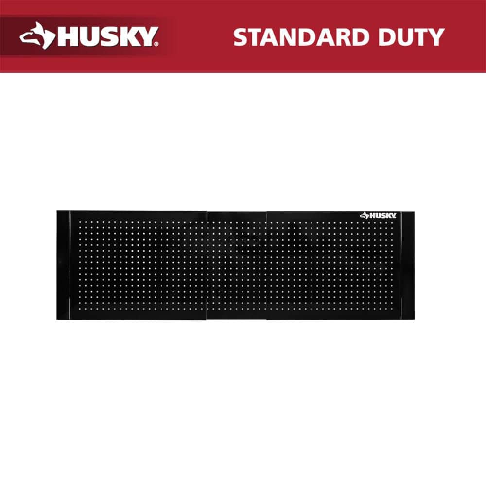 Husky 52 in. W to 72 in. W Gloss Black Adjustable Pegboard