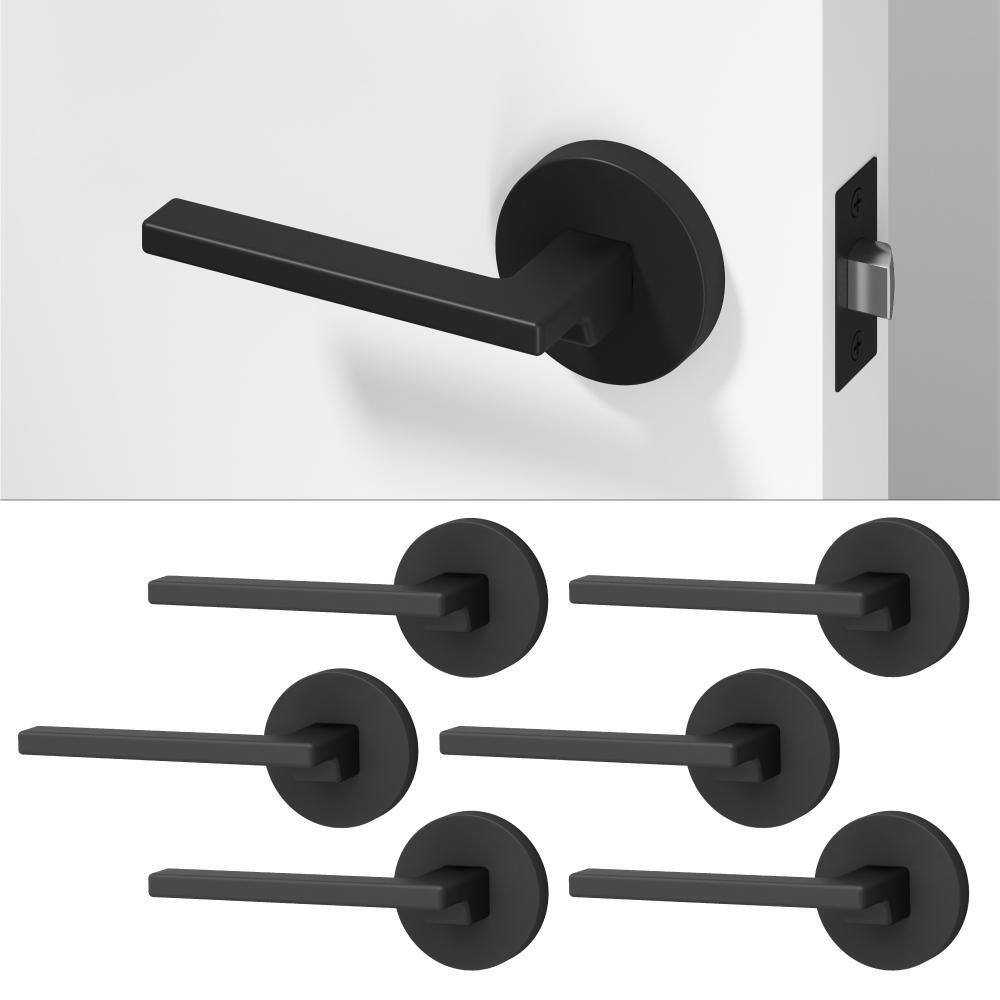 Dune Metal Matte Black Passage Hall/Closet Flat Door Handle with Round Rosette 6-Pack price history on PriceWatchPro