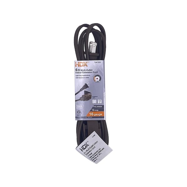 6 ft. 16/2 Light Duty Indoor Multi-Outlet Extension Cord, Brown