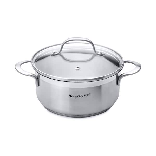 BergHOFF Essentials Bistro 2 qt. Round Stainless Steel Casserole Dish with Glass Lid