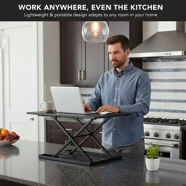 mount-it! 31.9 in. W Black Height Adjustable Standing Desk