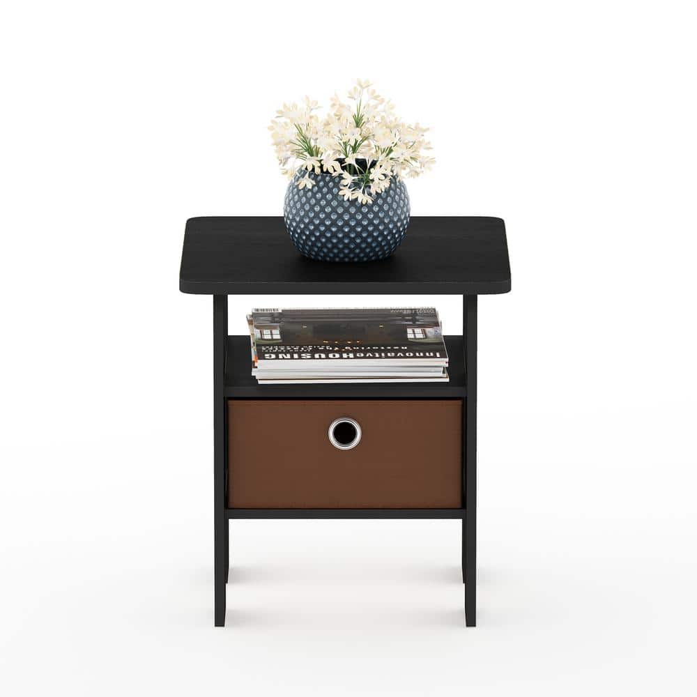 Americano Medium Brown Square End Table with Fabric Storage Bin