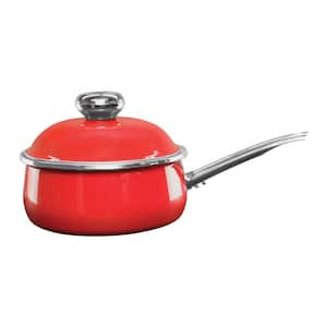 3.2 qt. Enamel on Steel Saucepan in Red