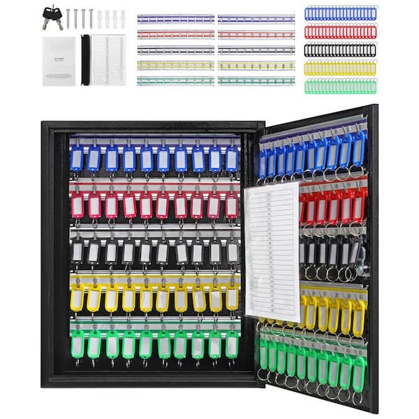100-Key Cabinet,Security Key Storage Box Steel, Key Lock Box with Adjustable Racks, Key Organizer for School 2025 Update