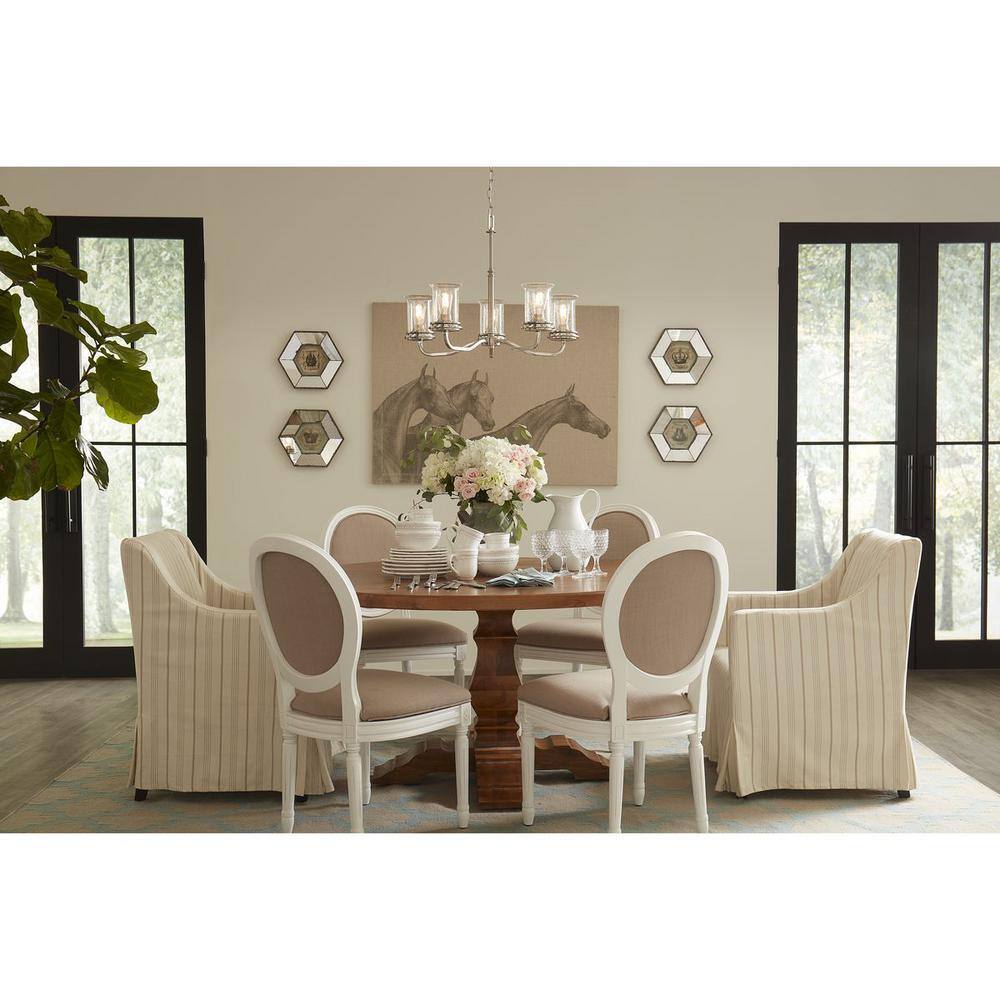 Winslett Brushed Nickel 5-Light Chandelier with Seeded Glass Shades
