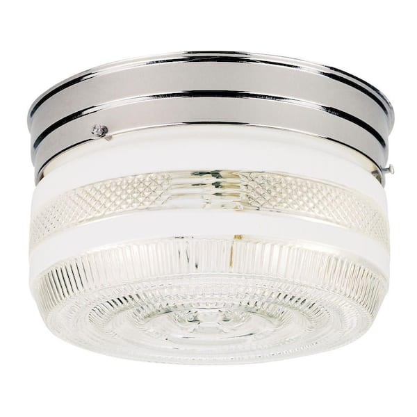 Westinghouse 2-Light Ceiling Fixture Chrome Interior Flush-Mount with White and Clear Glass