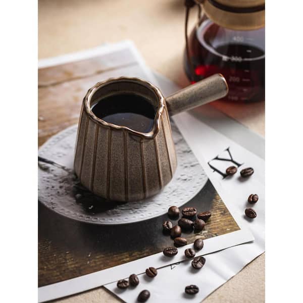 1-Piece 6 oz. Dark Agate Red Ceramic Measuring Cup Set with Dual Ounce and Milliliter Scales and Pouring Spout