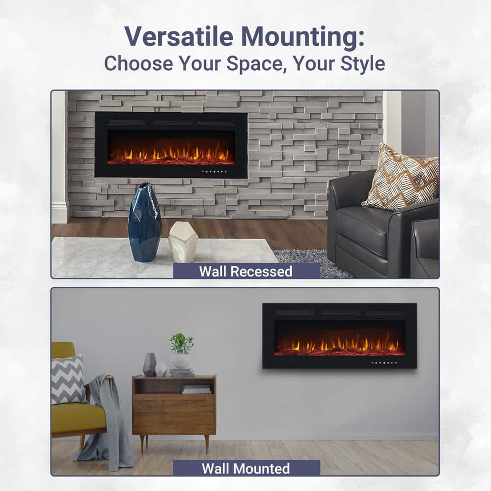 Alice 30" Black Wall Mounted Electric Fireplace with LED Display