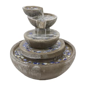 22 in. Mosaic Marvel Cascade Outdoor Water Fountain Feature- 5-Tier