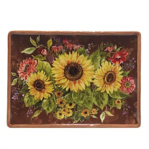 Harvest Blessings 10 in. Assorted Colors Earthenware Rectangle Platter (Set of 1)