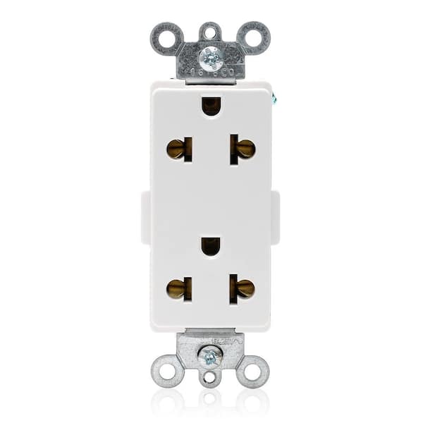Leviton Decora 15 Amp 125/250V Euro-American Standard Commercial Grade Universal (Europlug) Duplex Outlet, White 5835-W