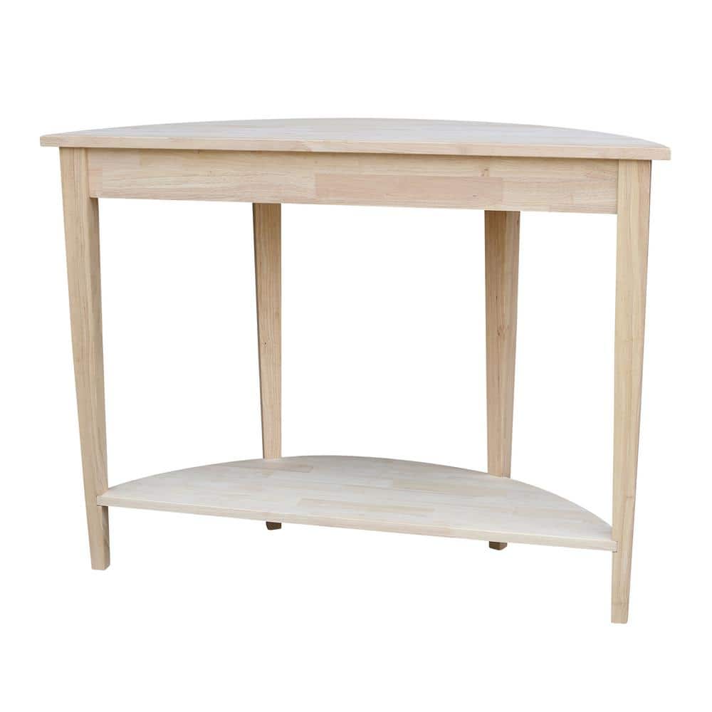 Elegant Unfinished Solid Wood Demilune Console Table with Storage