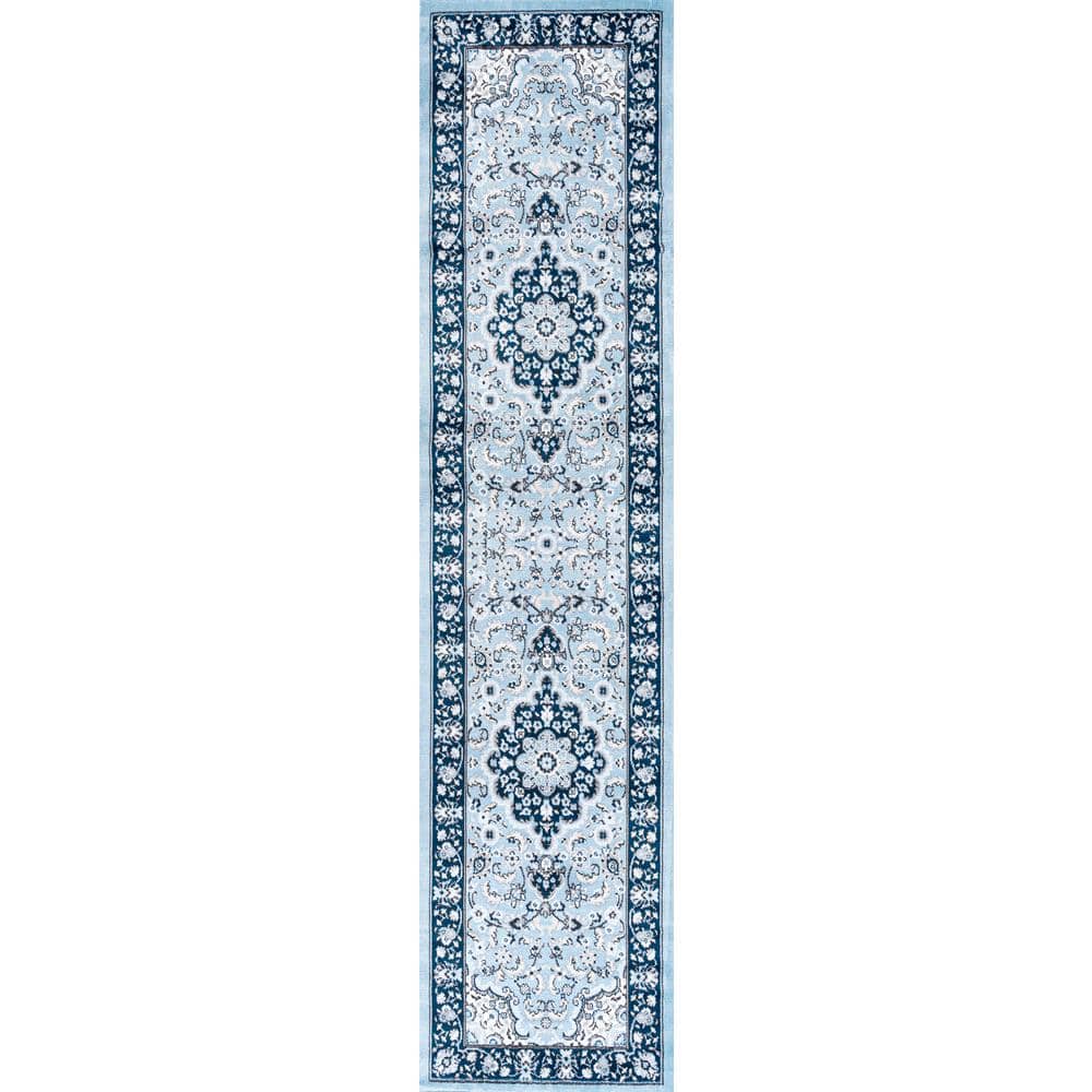 Navy/Blue Medallion Easy-Care Synthetic Area Rug