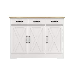 42.71 in. W x 15.35 in. D x 32.08 in. H MDF Pantry Ready to Assemble Cabinet in White with 3-Drawers and 3-Cabinet Doors