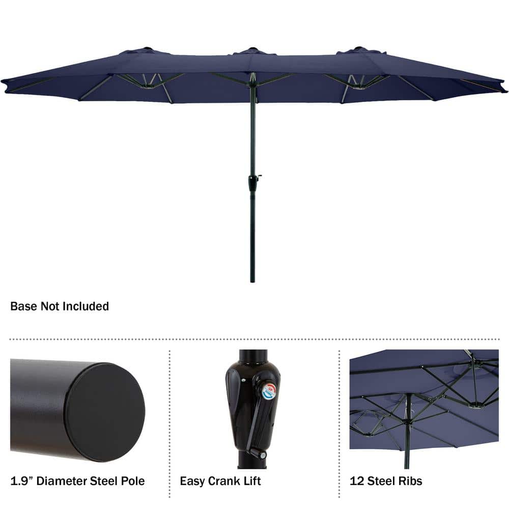 Extra Large Navy Blue Steel Outdoor Patio Umbrella