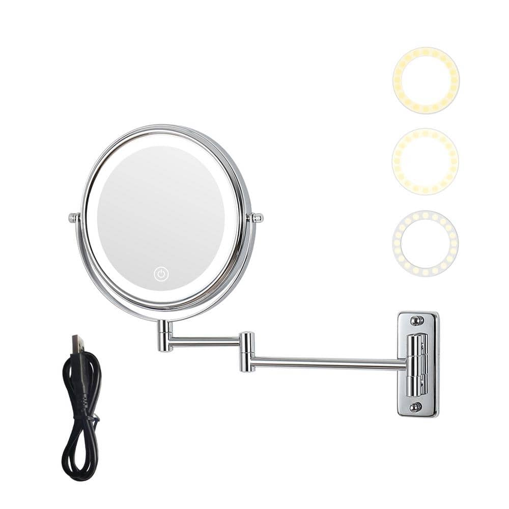 8 in. W x 8 in. H Magnifying Wall Mounted Bathroom Makeup Mirror with Exten