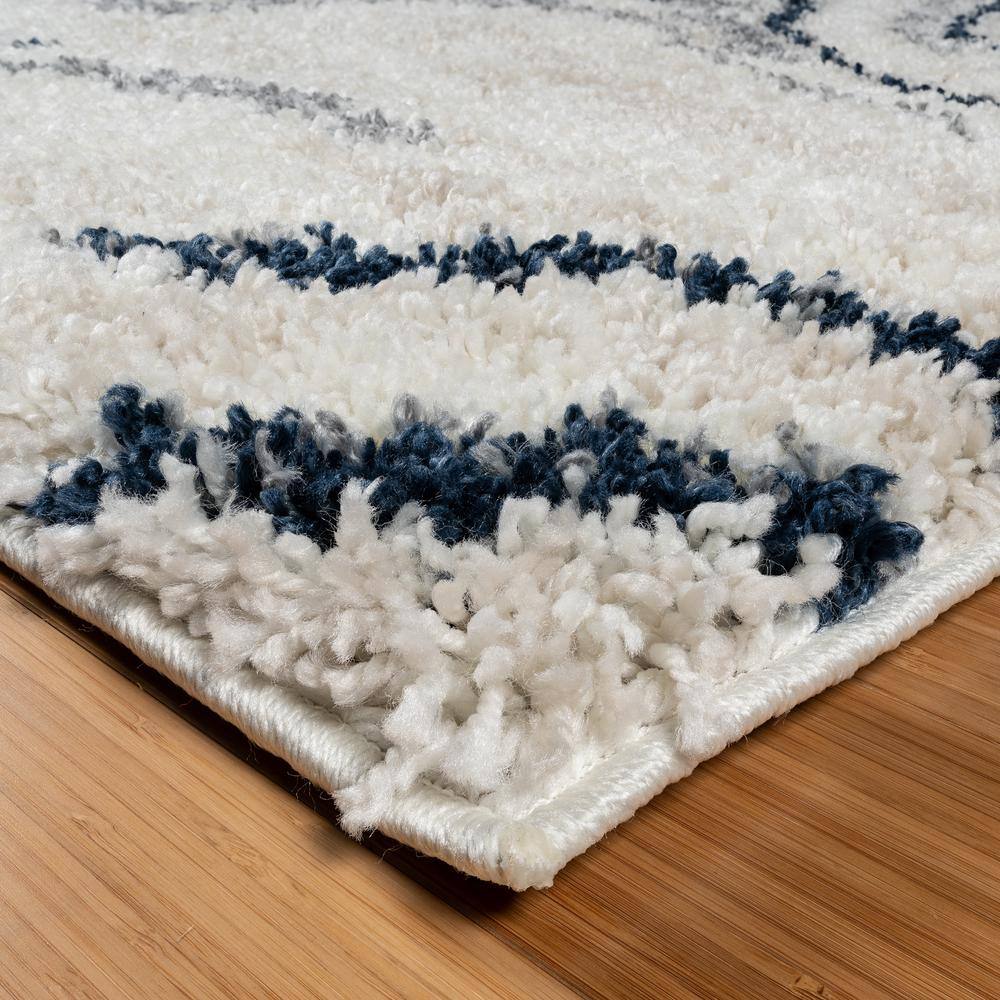 Anjou Navy and Beige Abstract Shag 8' x 10' Area Rug