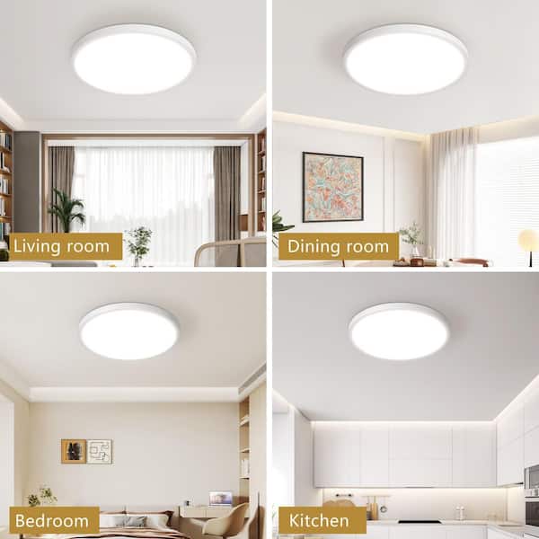 6-Pics 12 in. LED Modern Acrylic Flush Mount Ceiling Light, Dimmable Round Color Selectable Panel Light for Living Room