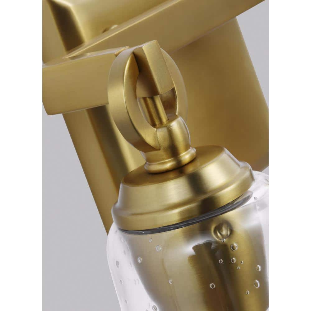Monterro Burnished Brass 2-Light Vanity with Seeded Glass Shades