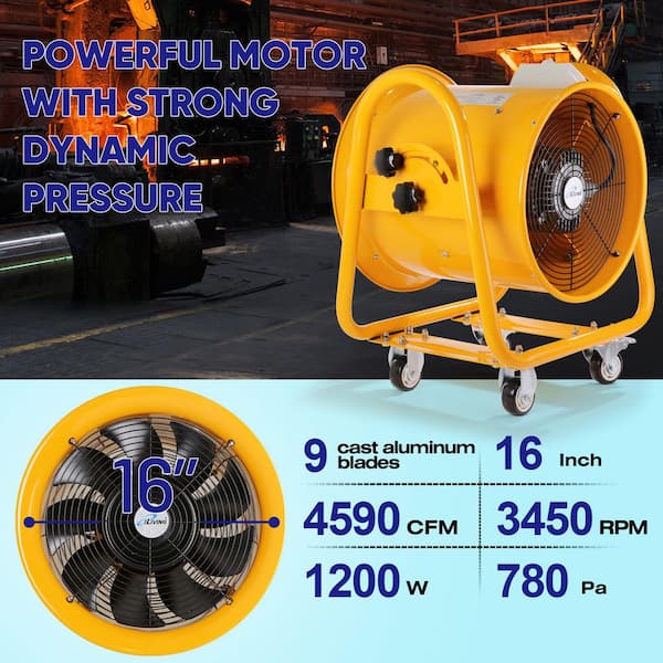 iLIVING 16 in. 1200-Watt 3450 RPM Utility Blower Exhaust Warehouse