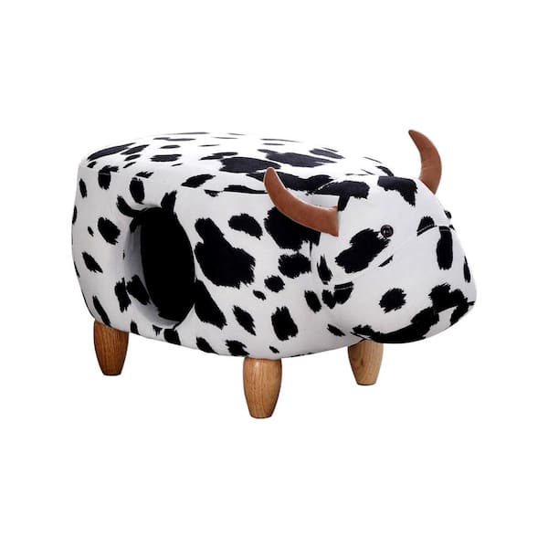 VERYKE  in. Black White Backless Wooden Ottoman Animal Storage  Footstool Bar Stool Cartoon Chair with Solid Wood Legs YB-W1041HPUE8W - The  Home Depot