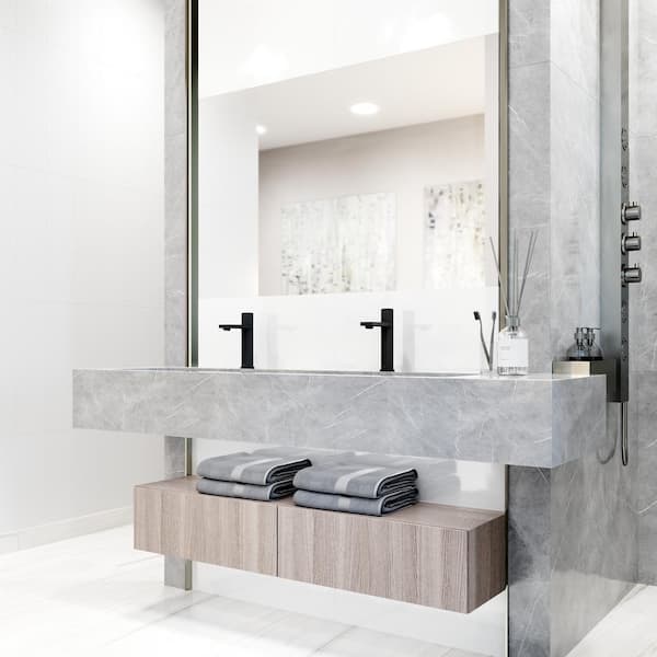 VIGO Nova Button Operated Single-Hole Bathroom Faucet in Matte