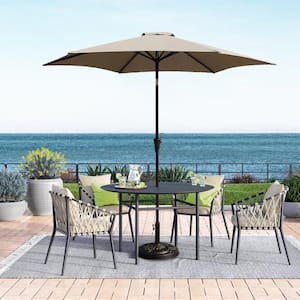 9 ft. Aluminum Market Push Button Tilt Patio Umbrella in Gray with Carry Bag without Base