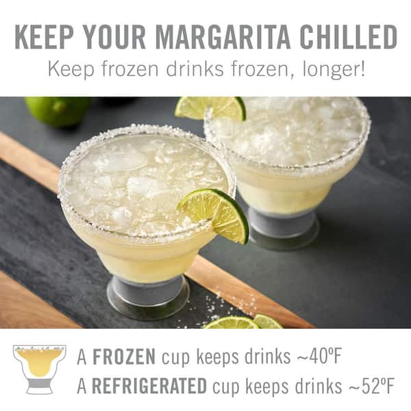 HOST 12 oz. Grey Freeze Stemless Margarita Glass Insulated Gel Chiller,  Double Wall Froz.en Cocktail Cups (Set of 2) 3308 - The Home Depot