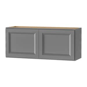 Keyport Shaker 36 in. W x 12 in. D x 15 in. H Plywood Ready to Assemble Wall Bridge Kitchen Cabinet in Charcoal Gray