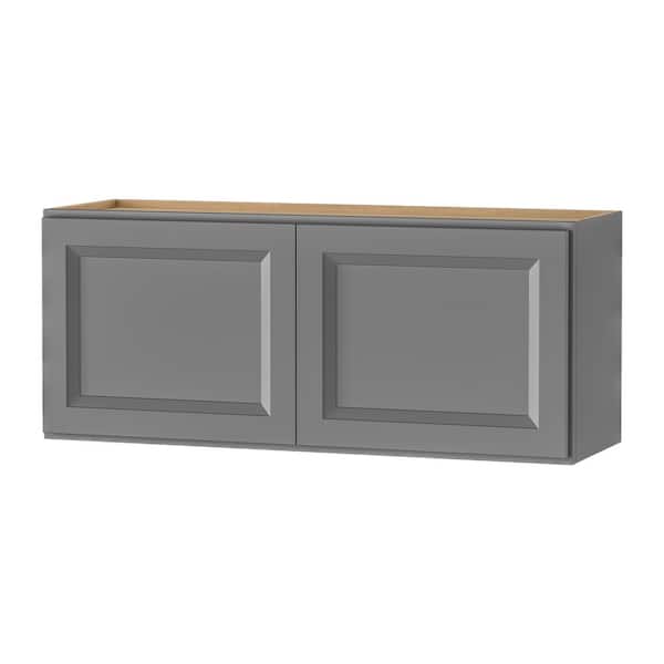 Keyport Shaker 36 in. W x 12 in. D x 15 in. H Plywood Ready to Assemble Wall Bridge Kitchen Cabinet in Charcoal Gray