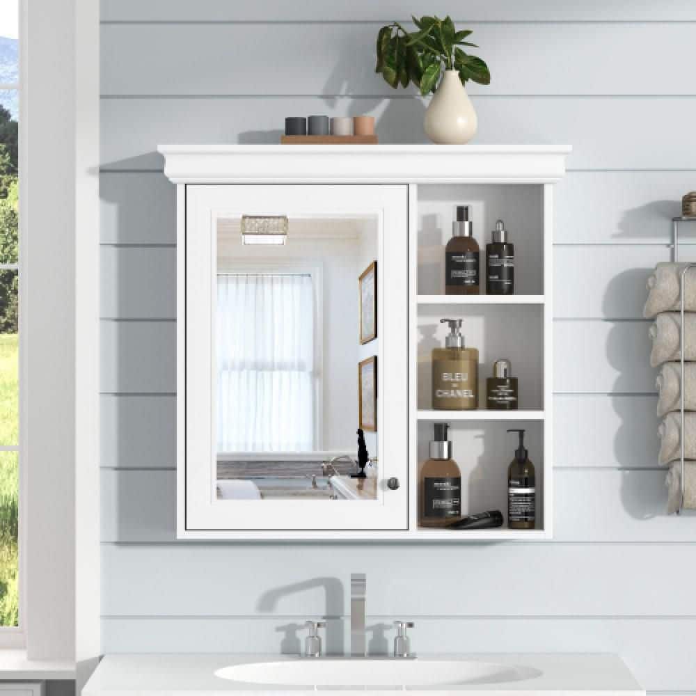 30 in. W x 7 in. D x 28 in. H White Bathroom Storage Wall Cabinet Medicine 