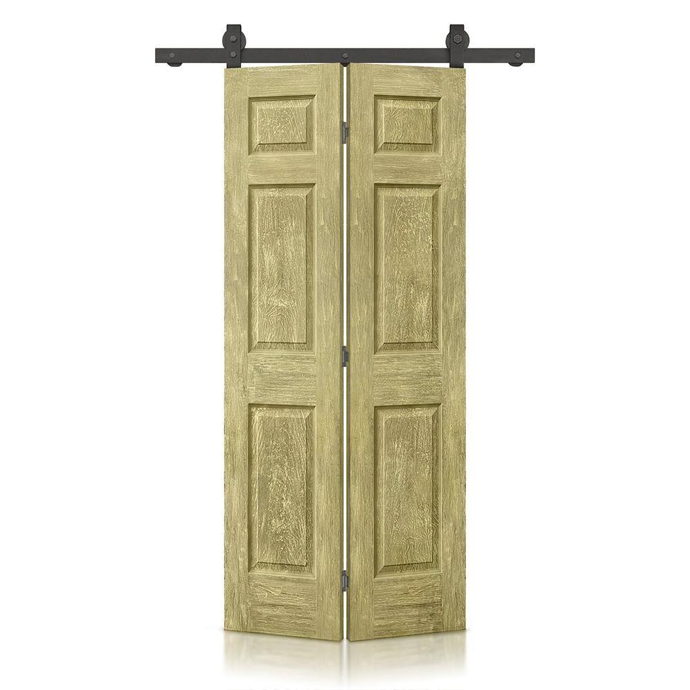 CALHOME 30 in. x 84 in. Antique Gold Stain 6-Panel MDF Hollow Core ...