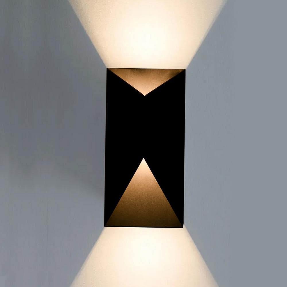 12 in. Matte Black Modern Integrated LED Outdoor Hardwired Wall Lantern Sconce price history on PriceWatchPro