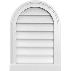 16 in. x 22 in. Round Top White PVC Paintable Gable Louver Vent Non-Functional
