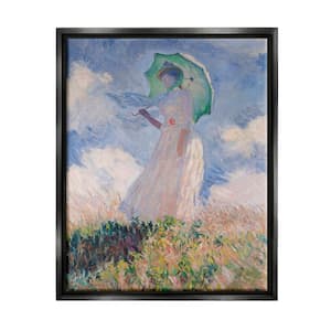 Woman With Parasol Monet Classic Painting by Claude Monet Floater Frame Nature Wall Art Print 31 in. x 25 in.