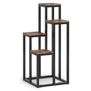 Wellston 44 in. Rustic Brown Rectangle Wood Plant Stand Indoor, 4 Tier Plant Shelf, Corner Potted Plant Holder