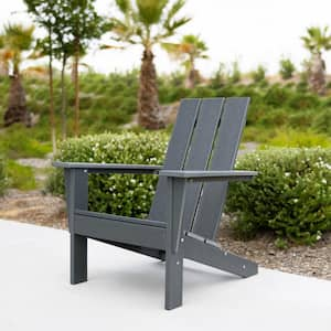 Arcadia Gray Plastic Outdoor Patio Adirondack Chair ( Single)