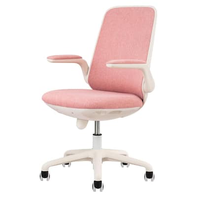Charming Pink Fabric Task Chair With Adjustable Arms