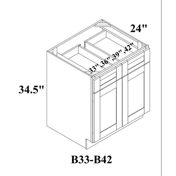 Bremen Cabinetry Bremen 42 in. W x 24 in. D x 34.5 in. H Gray Plywood Assembled Base Kitchen Cabinet with Soft Close