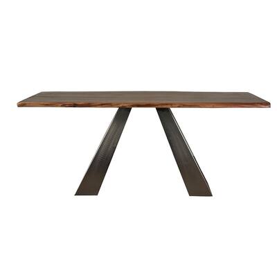Live Edge 71 in. Rectangle Industrial Brown / Chestnut Iron Wooden Dining Table (Seats 6)