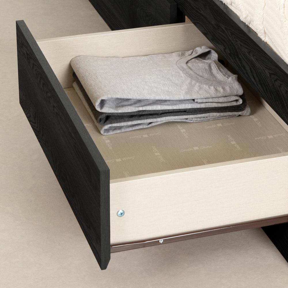 Gray Oak Twin Platform Bed with Storage and Bookcase Headboard