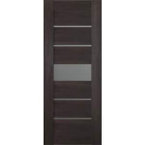 Vona 07-06 18 in. x 80 in. No Bore Solid Core 5-Lite Frosted Glass Veralinga Oak Wood Composite Interior Door Slab